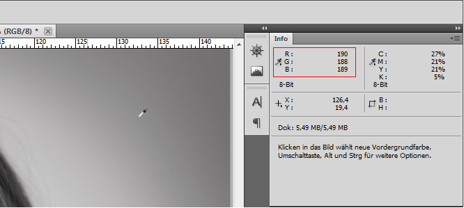 Graustufenbild hat einen Farbstich